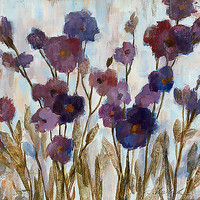 100cm x 100cm Abstracted Florals in Purple von Vassileva, Silvia