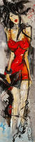 25cm x 100cm Femme en rouge von Isabelle Zacher-Finet