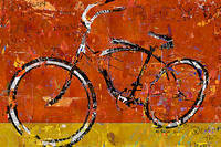 100cm x 67cm Gold and Orange Bike von Daryl Thetford