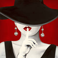 100cm x 100cm Haute Chapeau Rouge I von Marco Fabiano