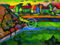 80cm x 60cm Bayrisches Dorf mit Feld         von Wassily Kandinsky