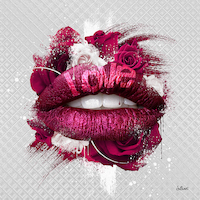100cm x 100cm Bouche rose von Sylvain Binet