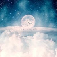 100cm x 100cm Moonrise over the Clouds von Paula Belle Flores