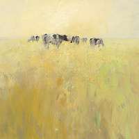 100cm x 100cm Cows in Spring von Groenhart,Jan
