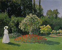 140cm x 112cm Dame im Garten, 1867 von Monet,Claude