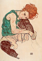 70cm x 100cm Sitzende Frau von Schiele,Egon