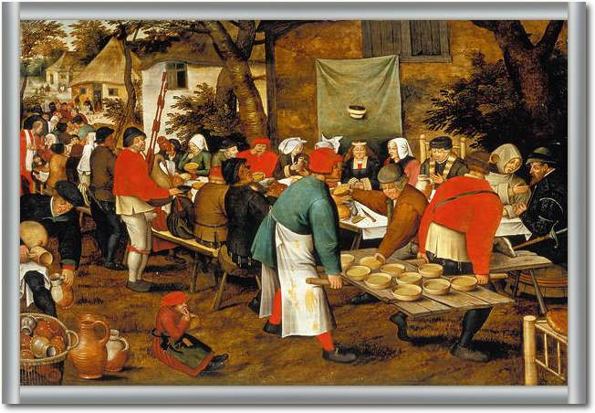 Bauernmahlzeit vor einer Schänke von Pieter d. Ä. Brueghel