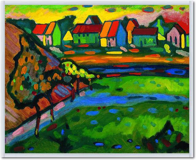 Bayrisches Dorf mit Feld         von Wassily Kandinsky