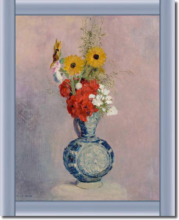 Blumenstrauß in blauer Vase      von Odilon Redon