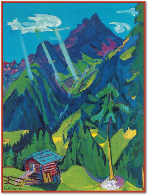 Bündner Landschaft mit Sonnenstr von Ernst Ludwig Kirchner