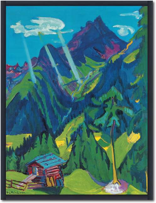 Bündner Landschaft mit Sonnenstr von Ernst Ludwig Kirchner