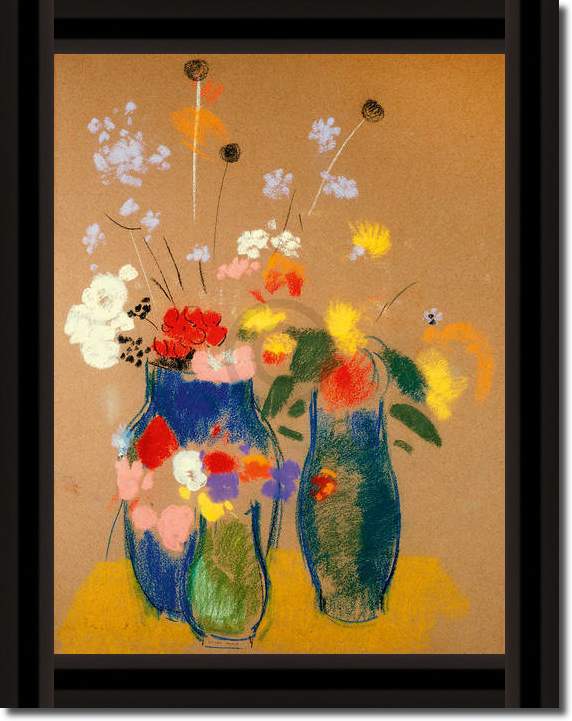 Drei Vasen mit Blumen            von Odilon Redon