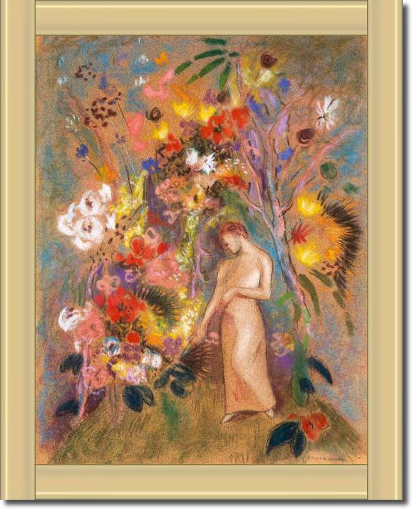 Frauengestalt in Blumen          von Odilon Redon