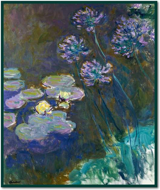Gelbe Seerosen und Agapanthes    von Claude Monet