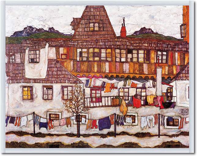 Häuser mit trockener Wäsche      von Egon Schiele