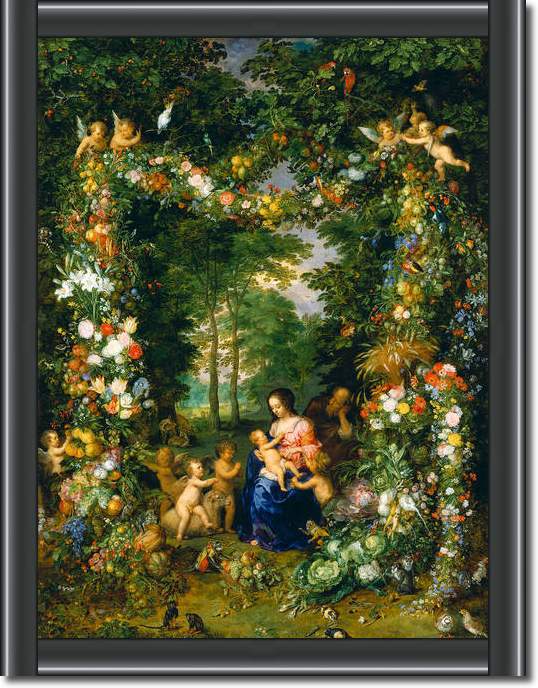 Hl. Familie in einem Blumenkranz von Jan d.Ä. Brueghel