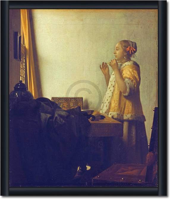 Junge Dame mit Perlenhalsband    von Johannes Vermeer
