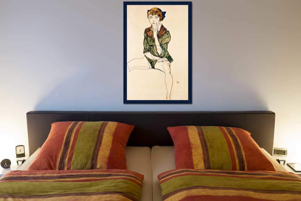 Mädchen mit grünem Hemd          von Egon Schiele