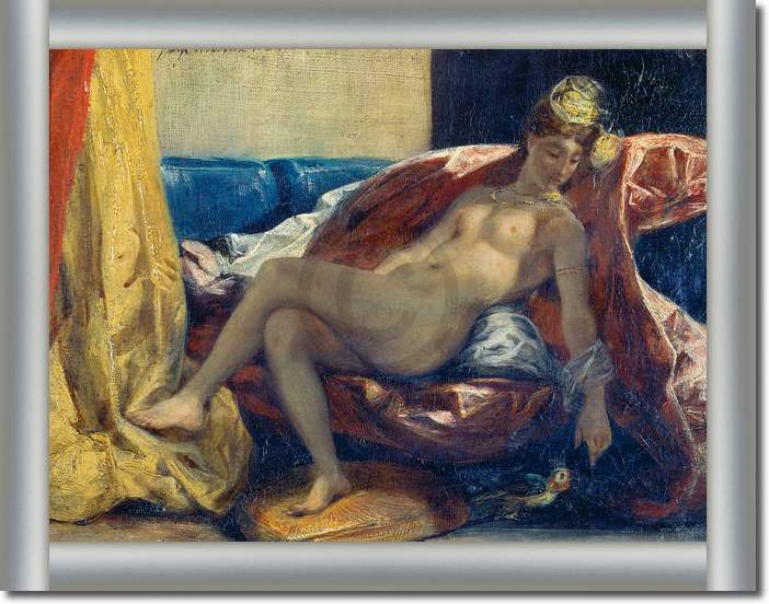 Nackte Frau einen Papagei...     von Eugene Delacroix