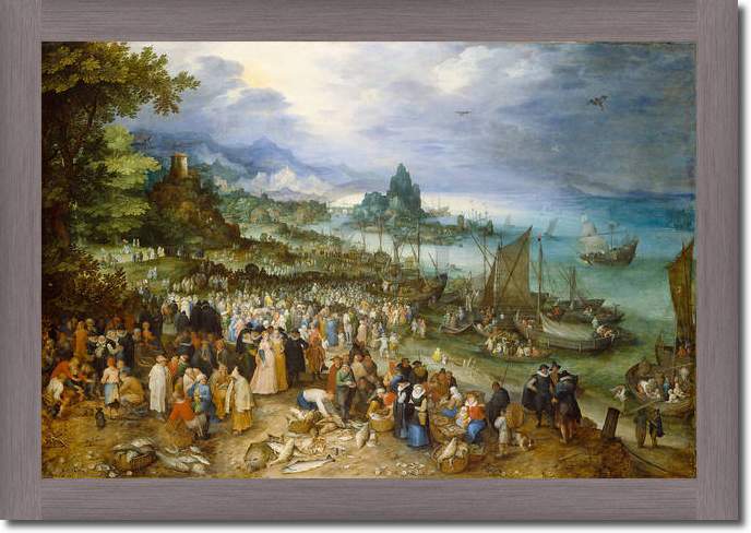 Seehafen mit Predigt Christi     von Jan d.Ä. Brueghel