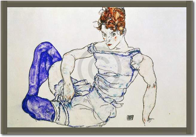 Sitzende Frau mit violetten...   von Egon Schiele