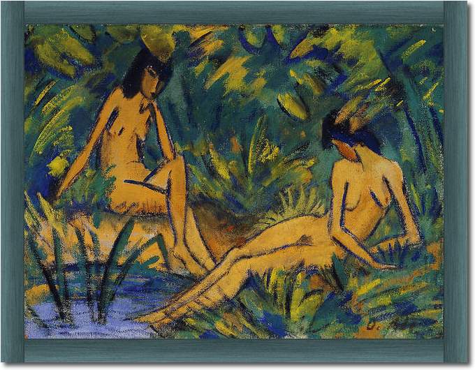 Sitzende Mädchen am Wasser       von Otto Mueller