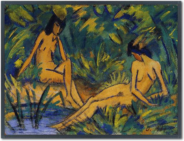 Sitzende Mädchen am Wasser       von Otto Mueller