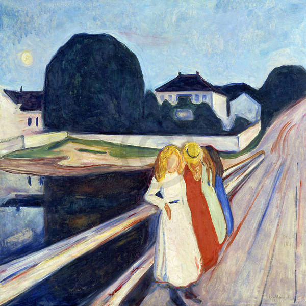 Vier Mädchen auf der Brücke      von Edvard Munch