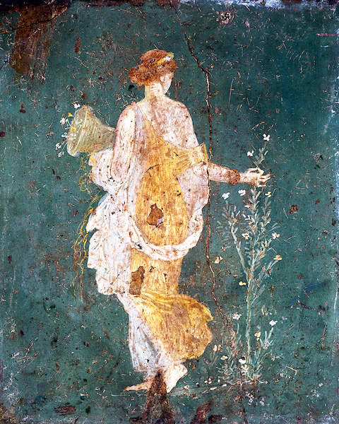 Flora mit dem Füllhorn von Pompeji - Wandmalerei