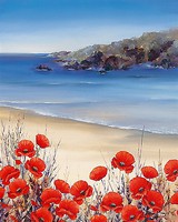 80cm x 100cm Poppies by the Sea von Mayes, Hilary