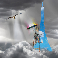 100cm x 100cm Le peintre de nuages: La Tour Eiffel von Maïlo+M-L Vareilles