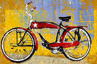 100cm x 67cm Red Bike with Star von Daryl Thetford