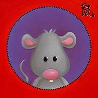 30cm x 30cm Zodiaque Chinois - Rat von Myriam Lakraa