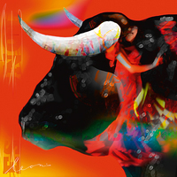 30cm x 30cm Cabeza de Toro Roja von Leon Bosboom
