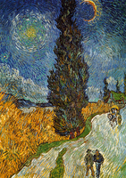 21cm x 29.7cm Landstrasse mit Zypresse und Ste von Vincent Van Gogh