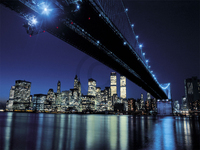 80cm x 60cm Brooklyn Bridge at Night         von Henri Silberman