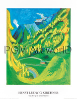 70cm x 90cm Bergabhang mit gelben Bäumen     von Ernst Ludwig Kirchner
