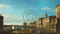 100cm x 58cm Ansicht der Via Ripetta in Rom   von Canaletto