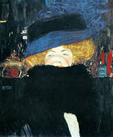64cm x 77cm Bildnis einer Frau mit Hut und   von Gustav Klimt