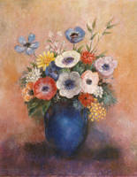 35cm x 45cm Blumen in einer blauen Vase      von Odilon Redon