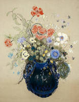 35cm x 45cm Blumenstrauß in blauem Krug      von Odilon Redon