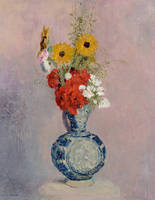 35cm x 45cm Blumenstrauß in blauer Vase      von Odilon Redon