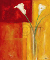 50cm x 60cm Callas auf warmem Rot            von Günter Gohn