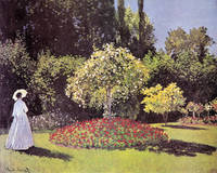 75cm x 60cm Dame im Garten                   von Claude Monet