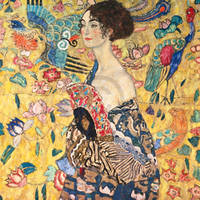 100cm x 100cm Dame mit Fächer                  von Gustav Klimt