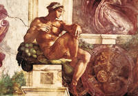 90cm x 63cm Die Erschaffung der Gestirne     von Michelangelo