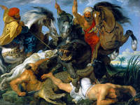 40cm x 30cm Jagd auf Nilpferd und Krokodil   von Peter Paul Rubens