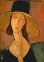 50cm x 70cm Jeanne Hebuterne mit großem Hut  von Amadeo Modigliani
