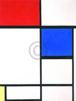 100cm x 133cm Komposition II mit Rot, Blau und von Piet Mondrian