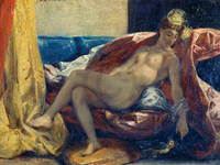40cm x 30cm Nackte Frau einen Papagei...     von Eugene Delacroix